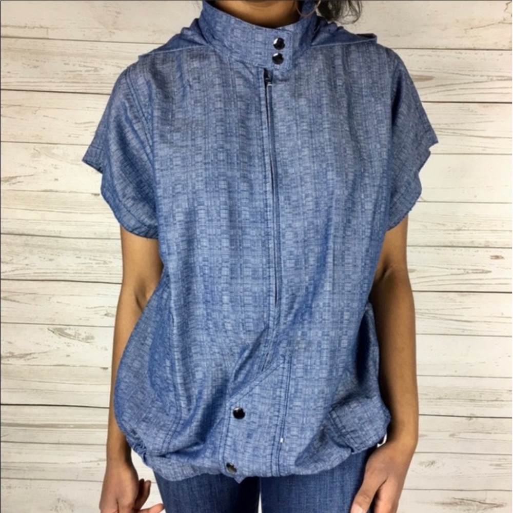 DEREK LAM for DESIGN NATION || Blue Denim Hooded Jacket. Sz. S